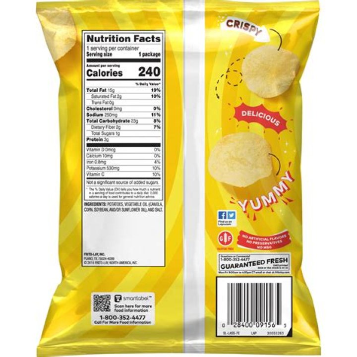 How many calories in Lays Kettle Chips?